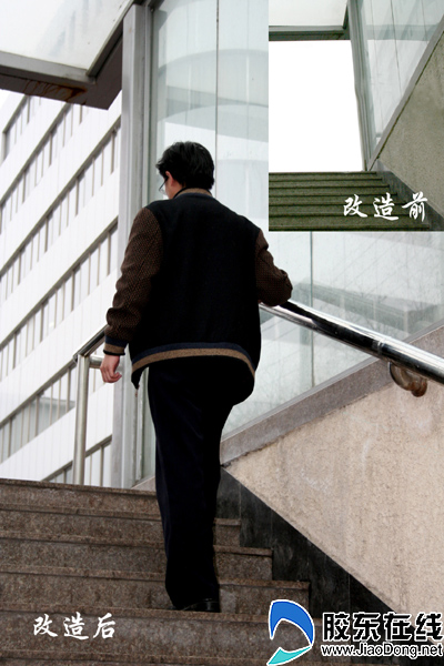 华侨小学地下过街通道扶手栏杆重新安装(图)