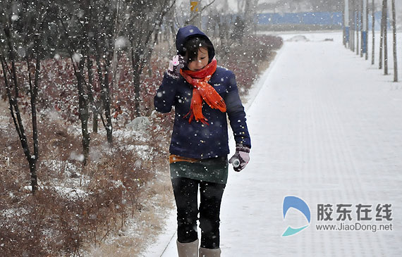 烟台大雪纷飞助兴圣诞节 气温降至-8℃(图)