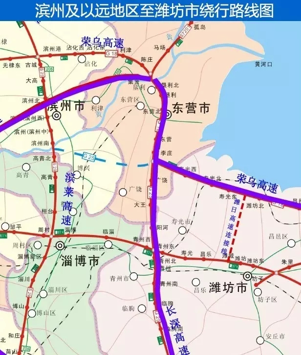 路线3:经荣潍高速(s16),东行可去往青岛,烟台