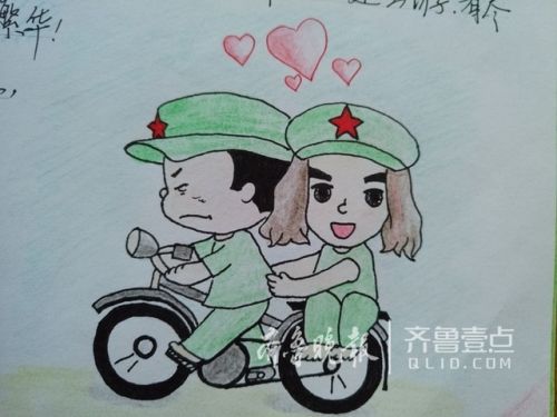 情人节更浪漫 烟台一武警把对女友的爱画成漫画