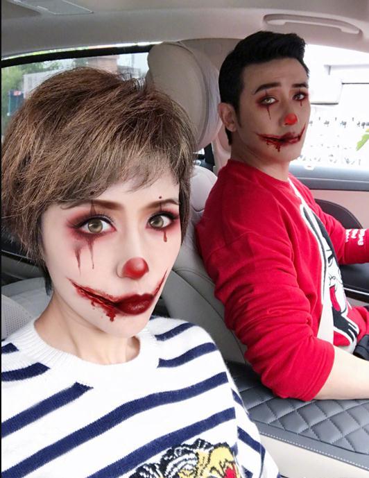 陆毅全家万圣节晒僵尸妆 鬼脸难挡一家高颜值