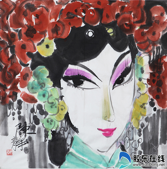 05脸谱-清宫佳人 68x68cm 陈静彩墨