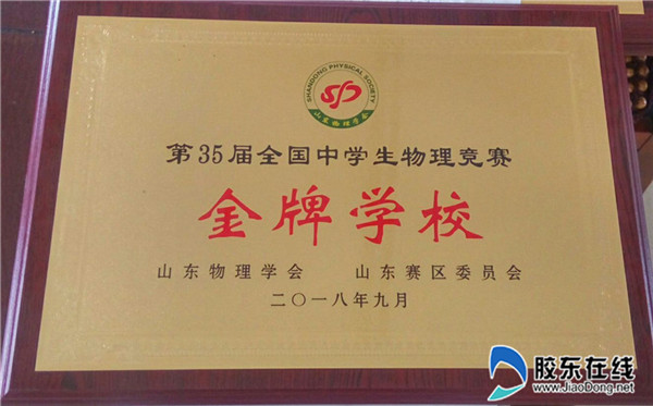 金牌学校获奖证书