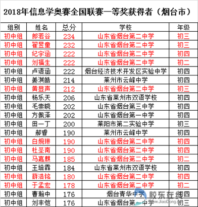 初中组一等