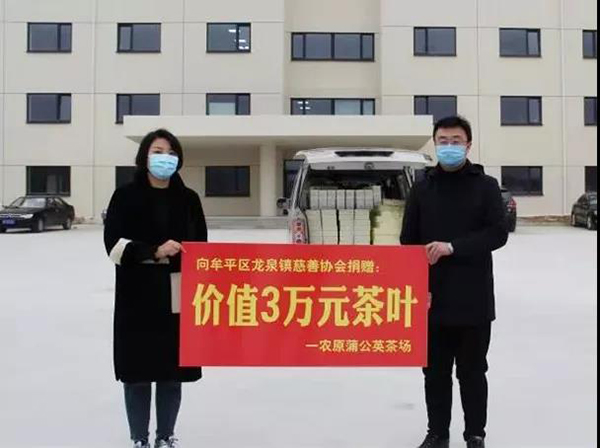 丁家庄村常琳向龙泉镇慈善协会捐赠价值3万元蒲公英茶