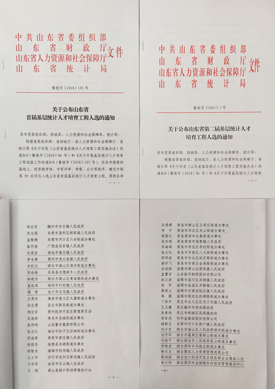 烟台市入选山东省基层统计人才培育工程人员_副本