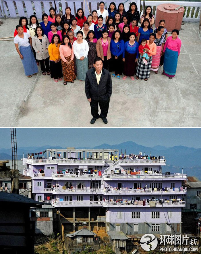 印度男子娶39个妻子生94个孩子全家住满4层楼印度东北部米佐拉姆邦的