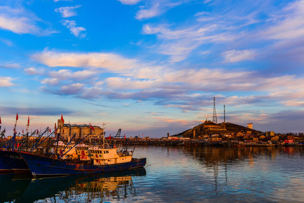 莱州三山岛渔港晚霞