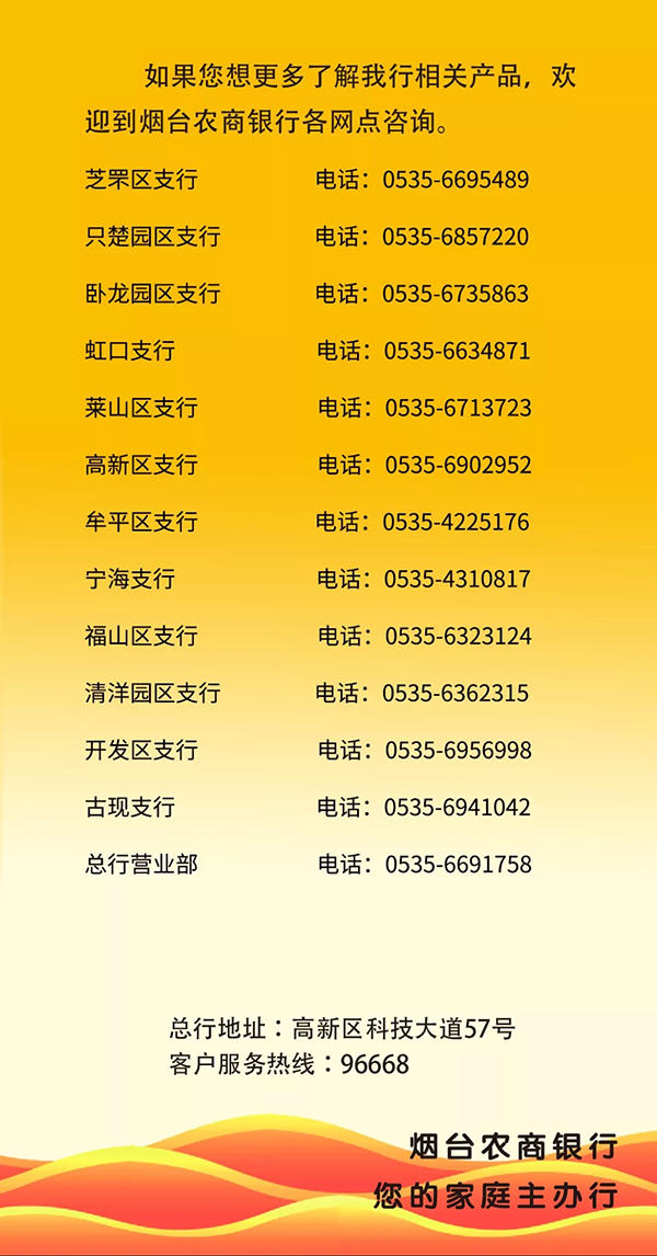 烟台农商银行春节假期营业公告