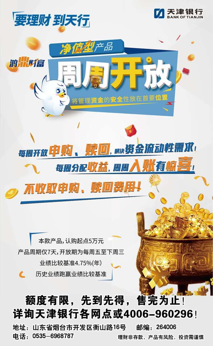 周周开放天津银行发售理财产品信息