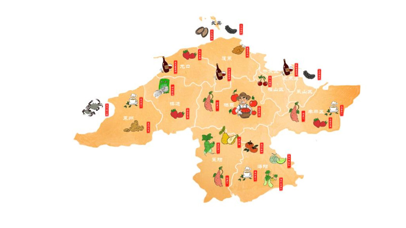 烟台市特色农产品手绘地图册